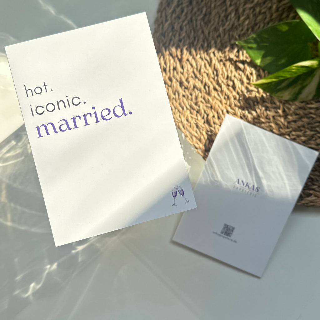 HOT. ICONIC- MARRIED. - moderne minimalistische Hochzeitskarte